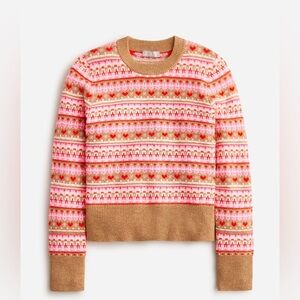 J. Crew‎ Shrunken Fair Isle Crewneck Sweater Size Medium